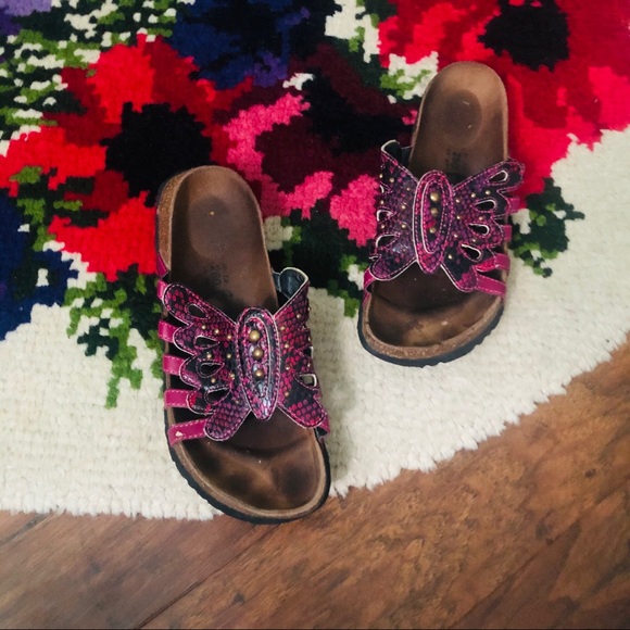 Birkenstock | Shoes | Birkenstock Betula Pink Butterfly Slide Sandals | Poshmark